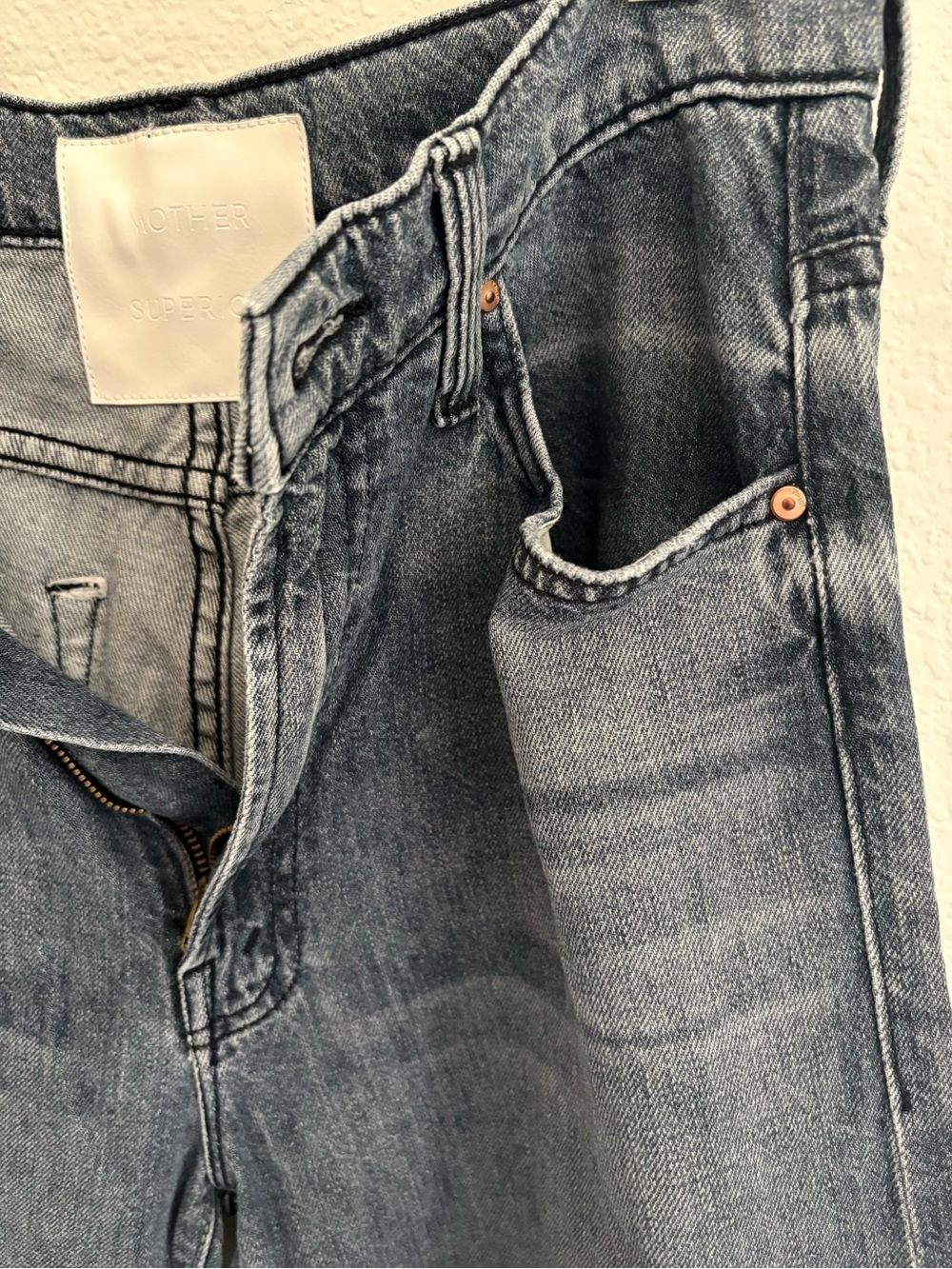 MOTHER Dodger Ankle Wide Leg Jeans - Off The Beaten Path Gray - Picture 4 of 10